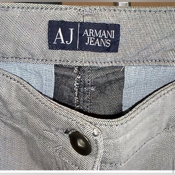 AJ Armani Jeans Gray Stretch Denim Skinny Cargo Pants Size 27 w/ Zipper Pockets - Picture 14 of 16